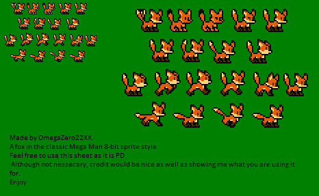 Bitmap Fox 8-bit Fox Sheet by OmegaZero22XX on DeviantArt