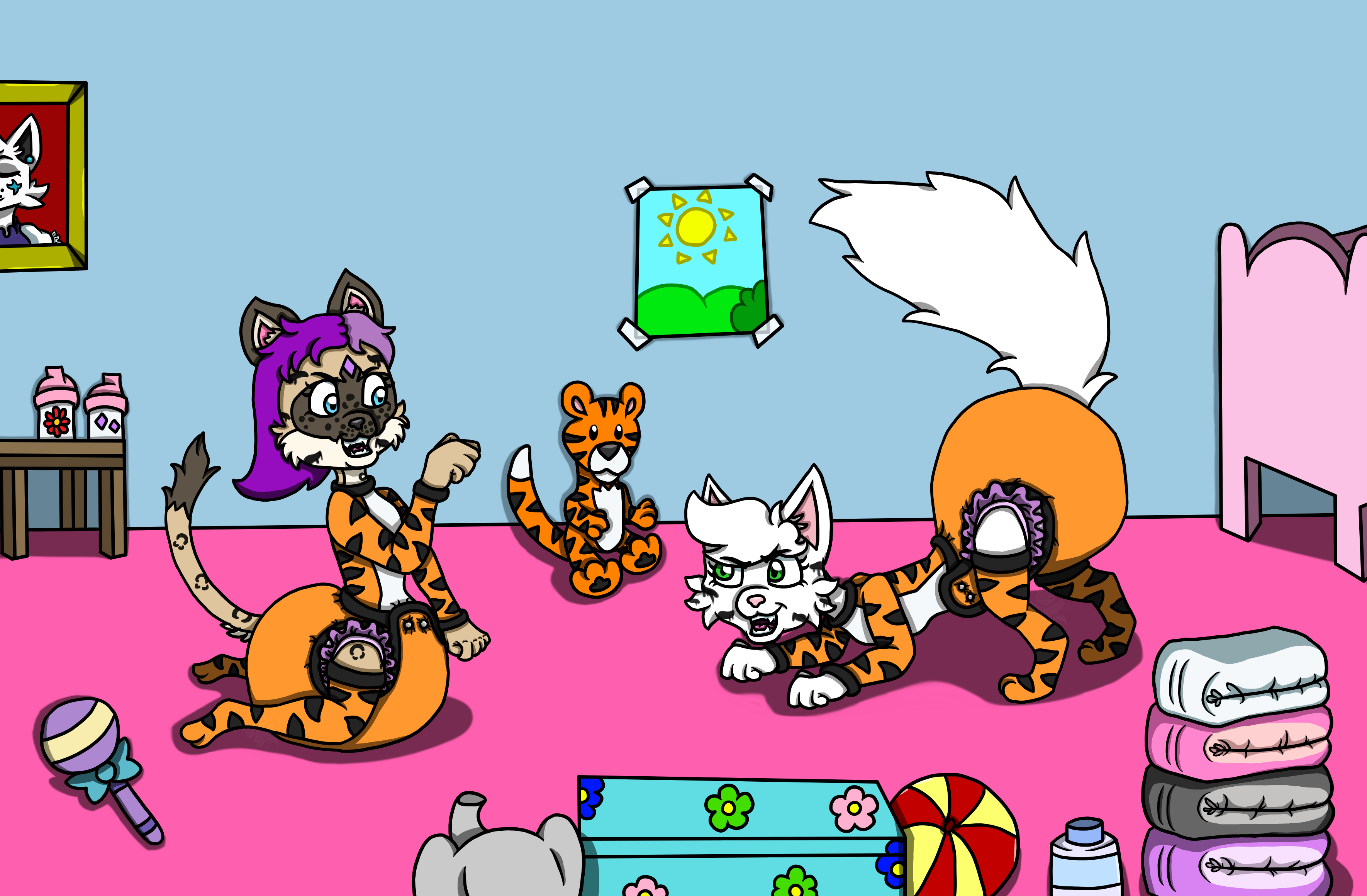 (CatDasher) Playful Kitties In Tiger Onesies