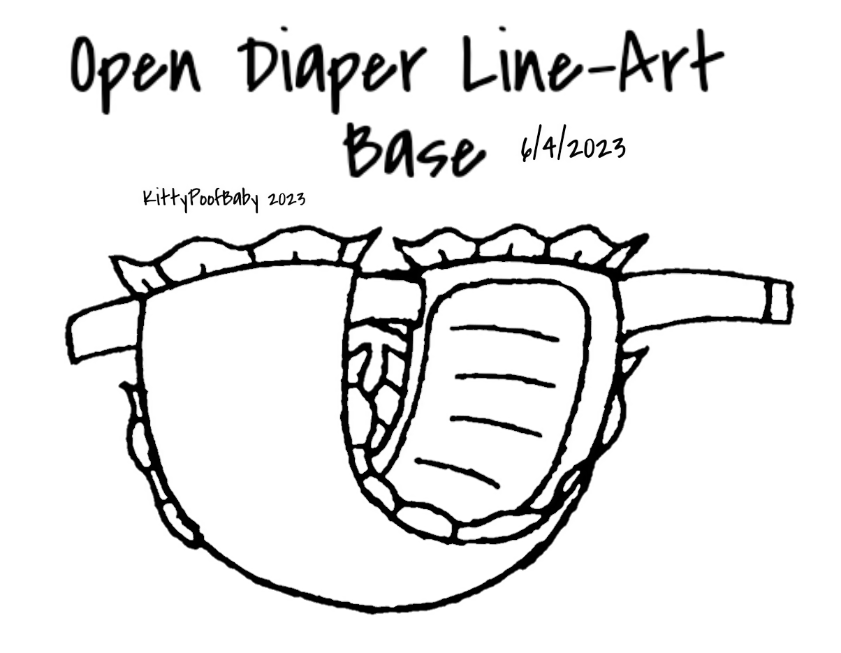 Open Diaper Line Art Base F2U