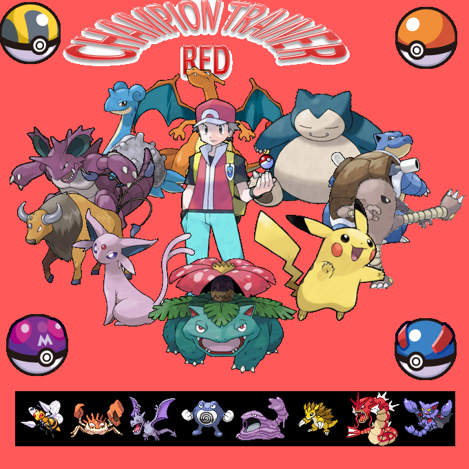 Trainer Red across the years and regions by 1mporta on DeviantArt