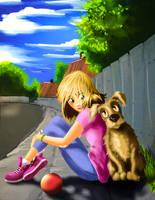 Girl and Dog - Heather