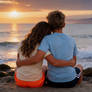 Nika and Misha hug at sunset, happyend of 1st book