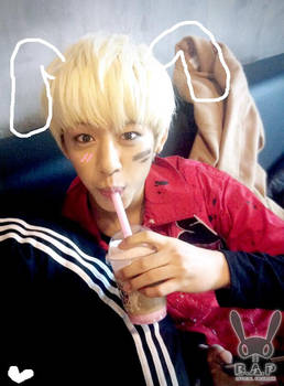 Daehyun of B.a.p as his white bunny