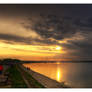 Sunset over the Danube river