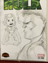 Hulk getting  yelled at by a little girl (Commissi