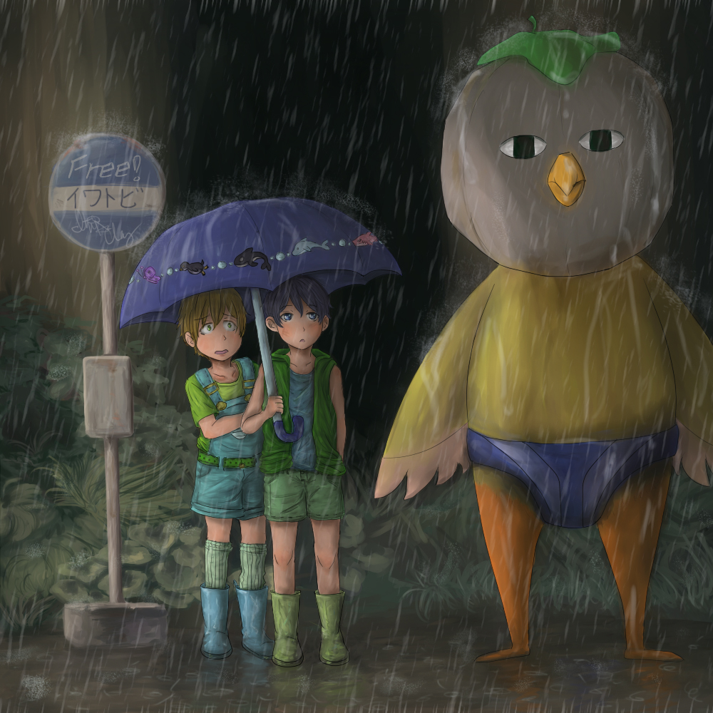 Free! x Totoro Bus stop scene