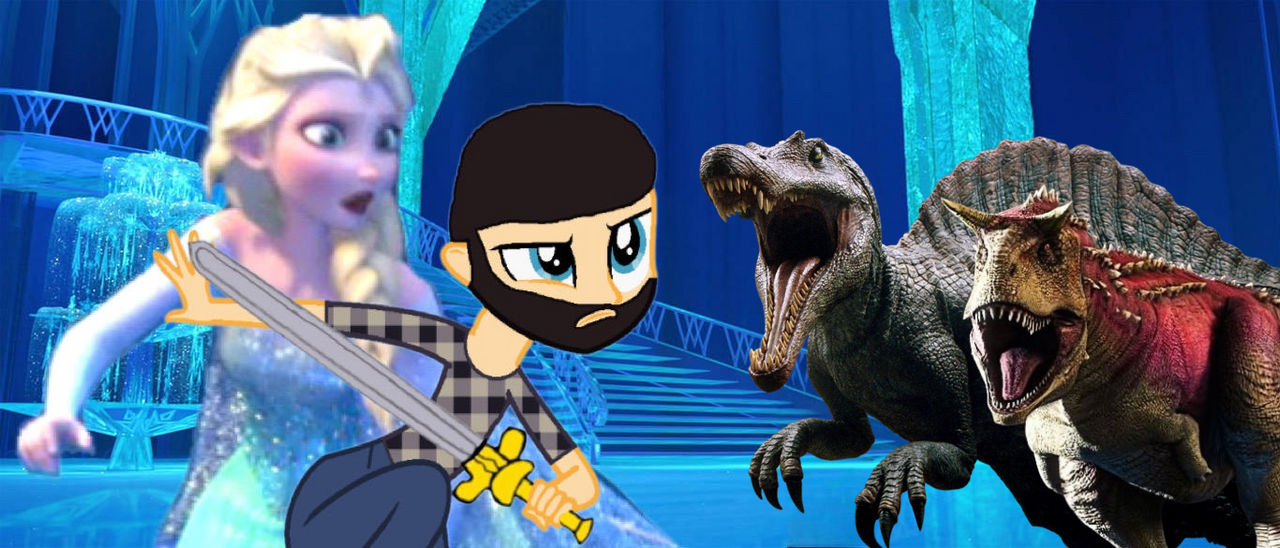Phillip Defending Elsa From Spino and Carnotaur by jakeysamra on DeviantArt