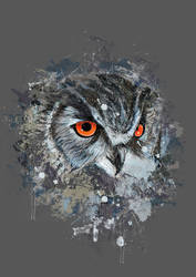 owl mix media art