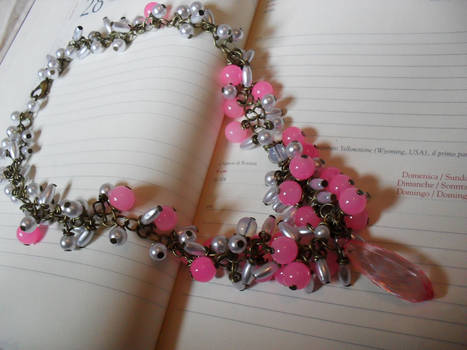 Pink beads in necklace