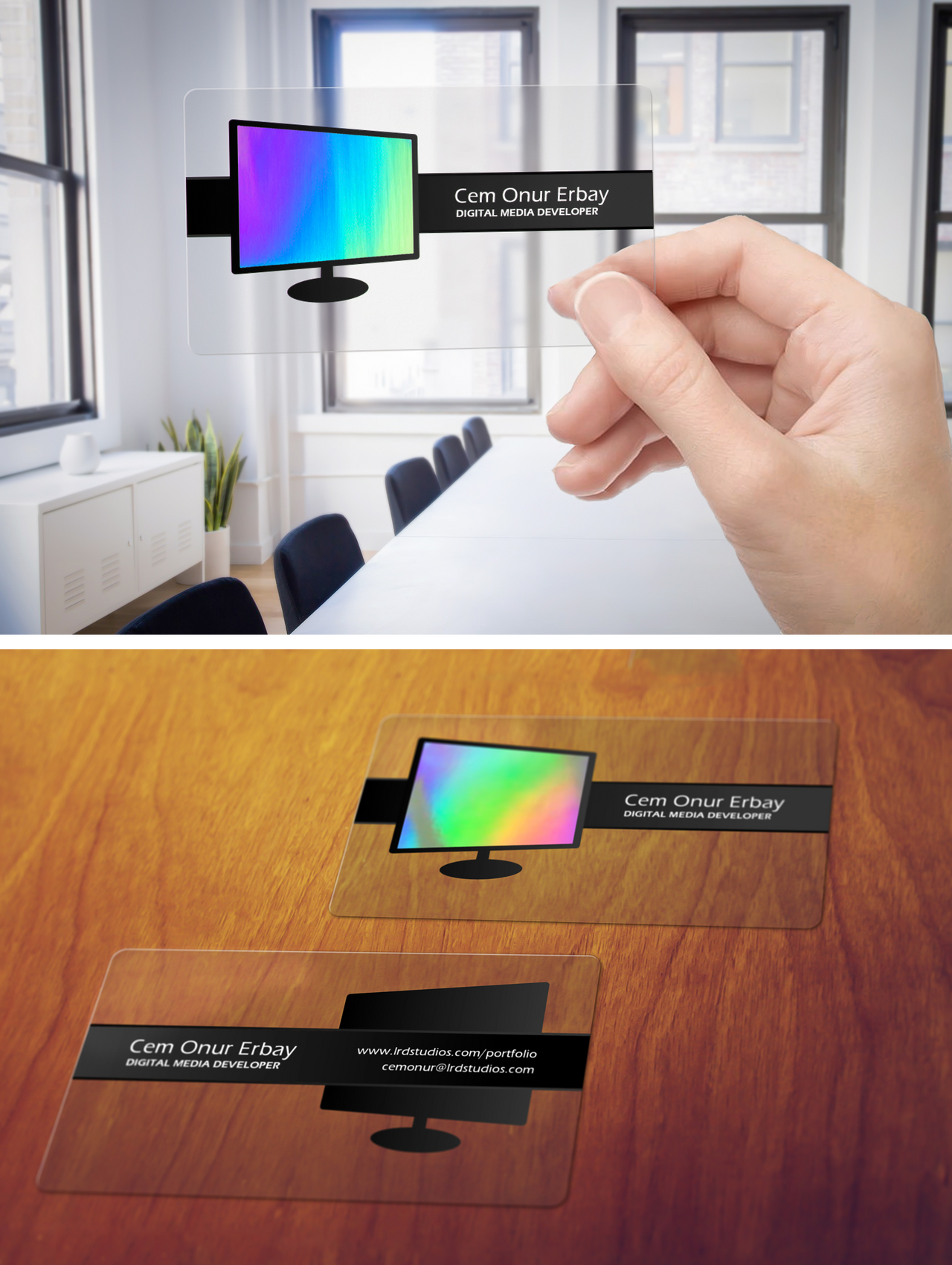 Holographic Transparent Business Card