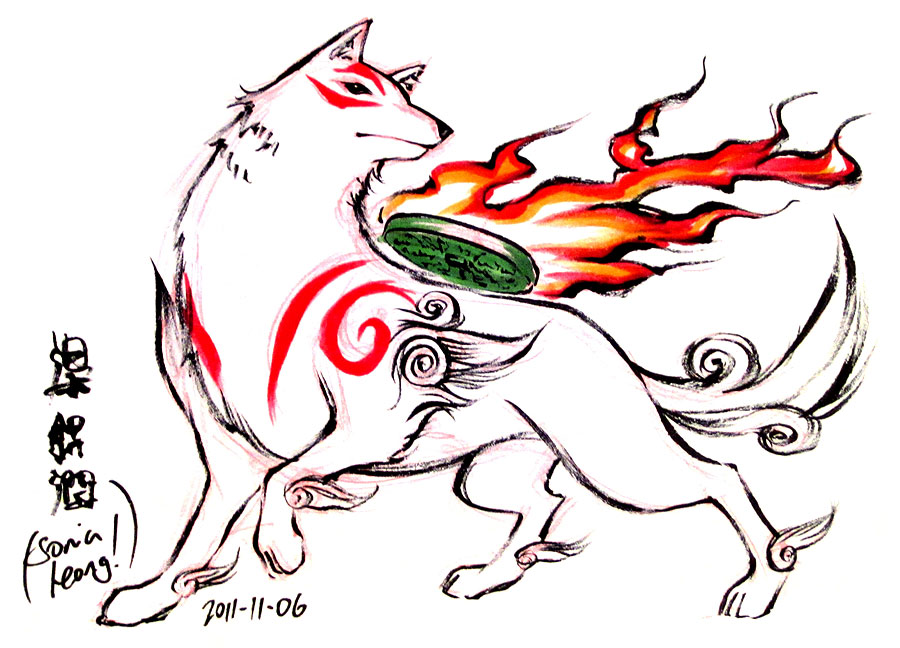 Fan Art Okami Amaterasu Brush Sketch