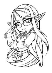 Elven scholar line art FREE FOR PRACTISING COLOURS by sonialeong