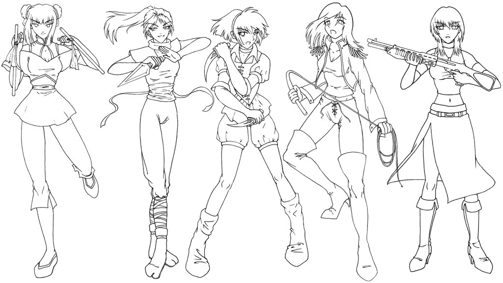 Manga Clip Art female warriors