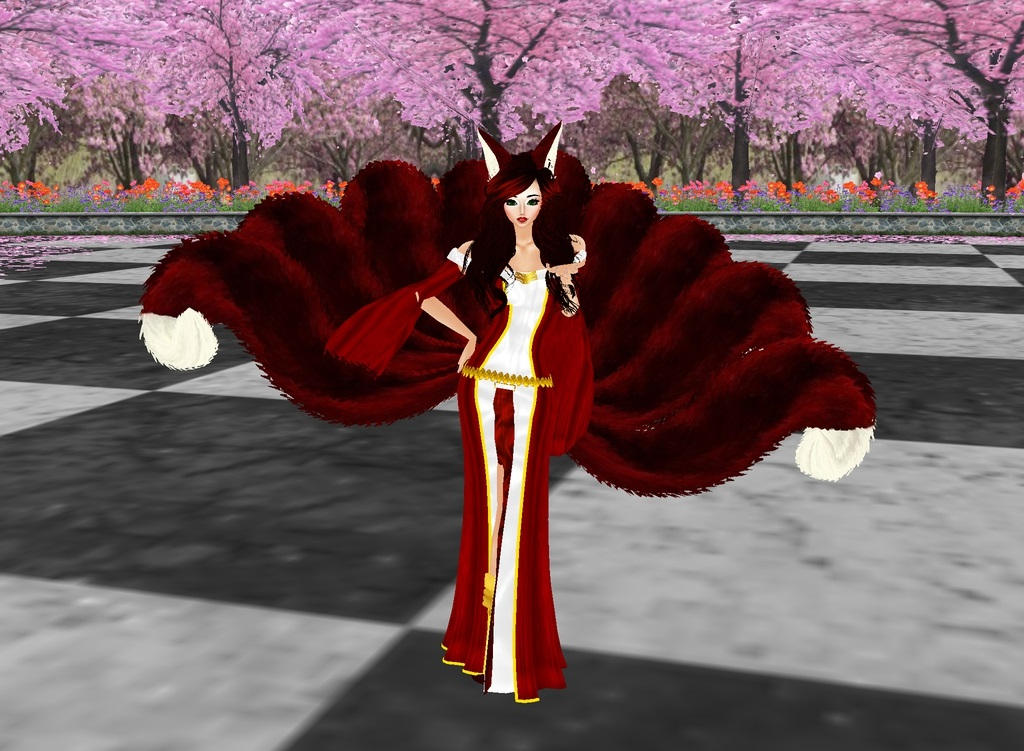 Kitsune In A Dress Red by DanteBBWolves on DeviantArt