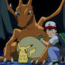 Charizard, ash, and pikachu 1