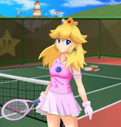 peach tennis court