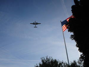 B-25D and flag