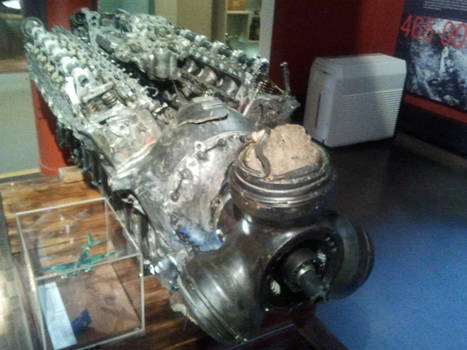 Downed engine block from front