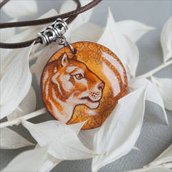 Golden tiger painting pendant