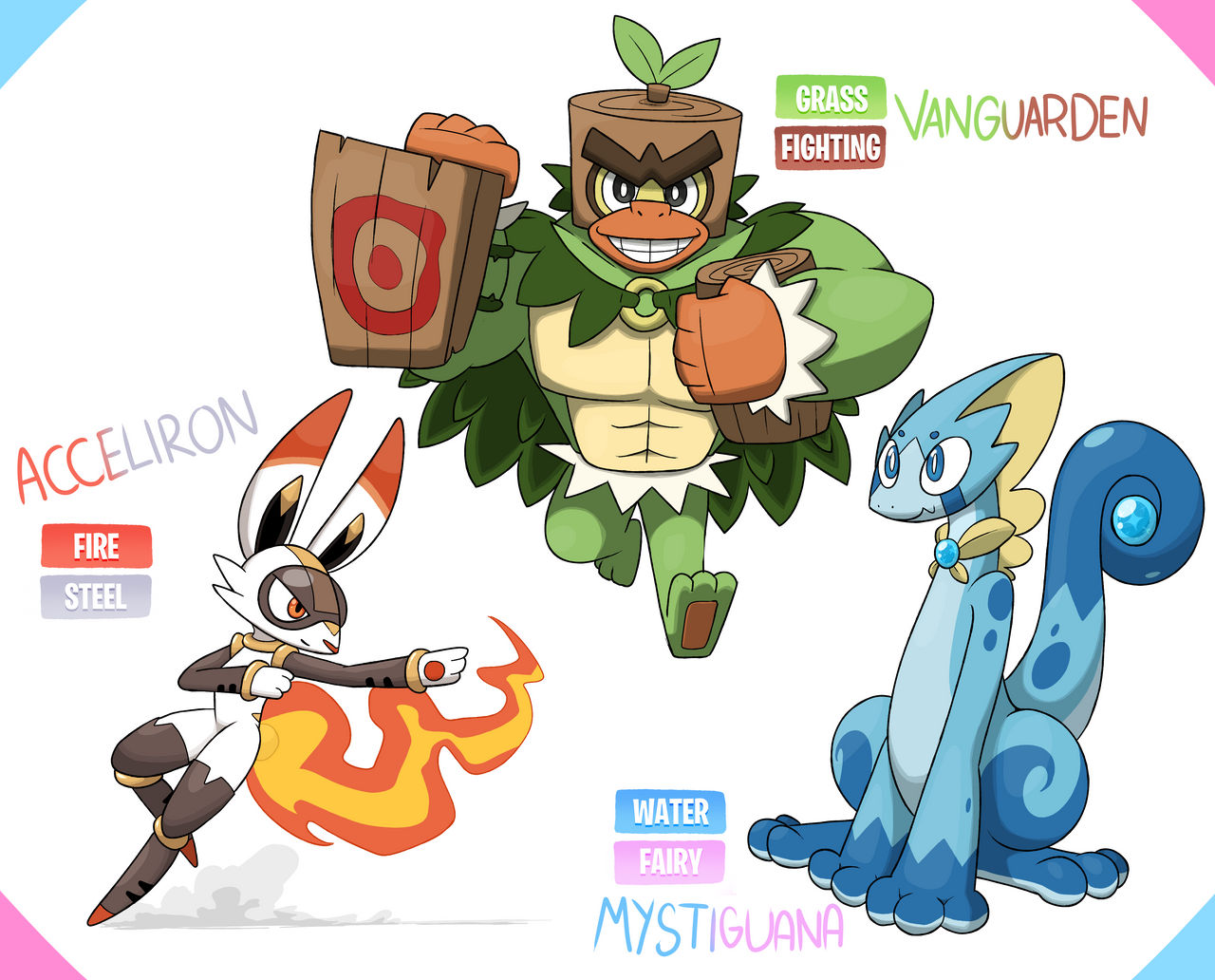 Gen 8 Starter Evos (Super Old) :Fakemon: by CosmicSpitfire on DeviantArt