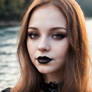 Young A.I generated redhead gothic woman