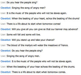 Cleverbot Conversation:Do You Hear the People Sing