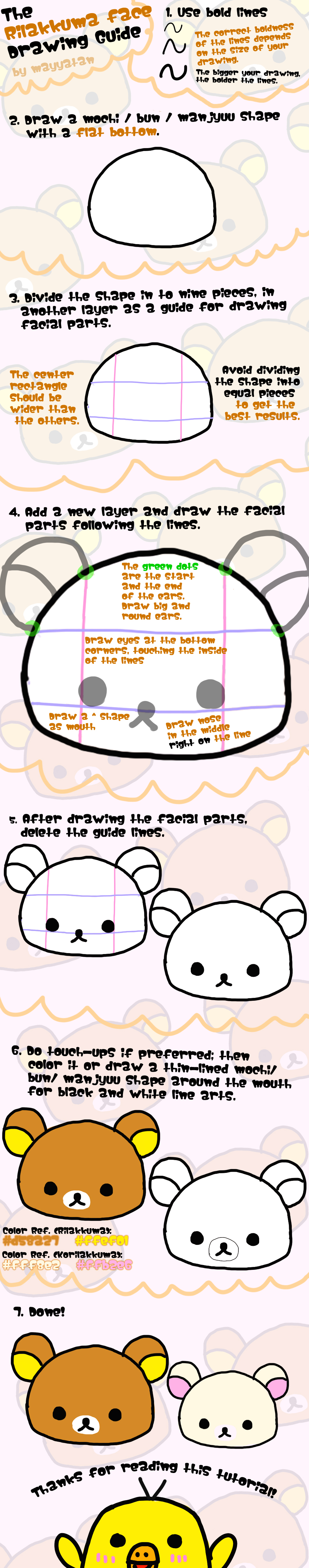 Rilakkuma Face Drawing Guide by mayyatan