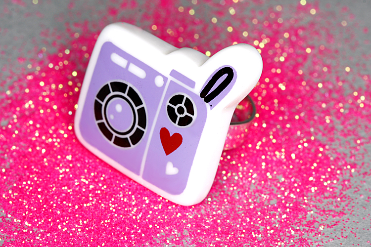 Kawaii Purple Camera Ring