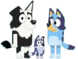 Bluey and Mackenzie with their Child - Transparent