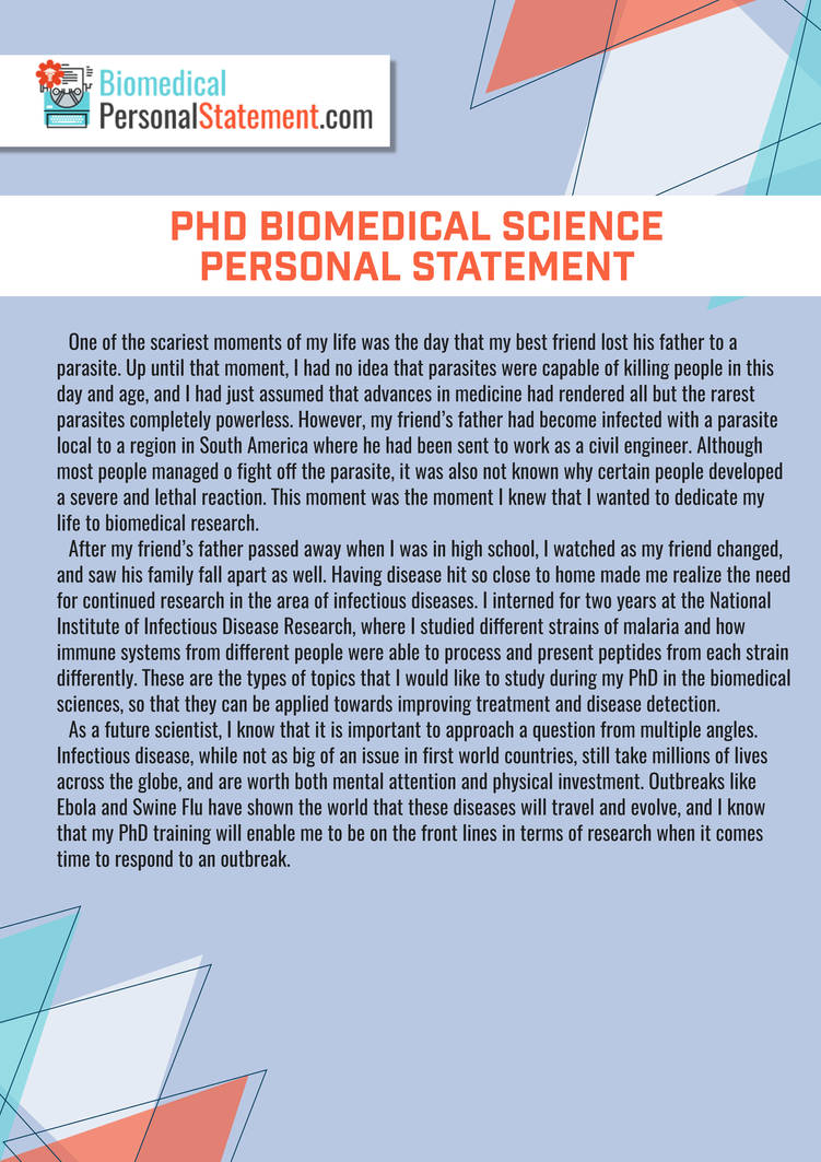 PhD Biomedical Science Personal Statement by BiomedicalPSSamples on ...