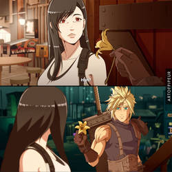 Anime style Final Fantasy 7 Cloud and Tifa