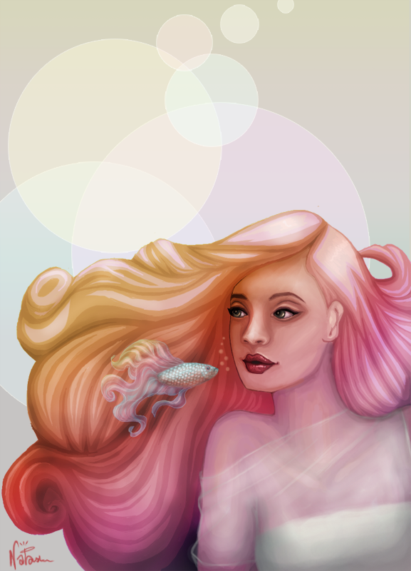 Re-Draw - Betta Fish Girl Thing by FoxyRepublic