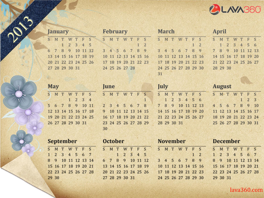 2013 wallpaper calender by lava360
