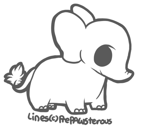 :Free Use Elephant(?) Lineart::