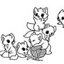 :Free Use Playful Kittens Lineart: