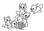 :Free Use Playful Kittens Lineart: