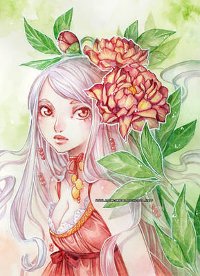 Vanille and peonies -watercolors-