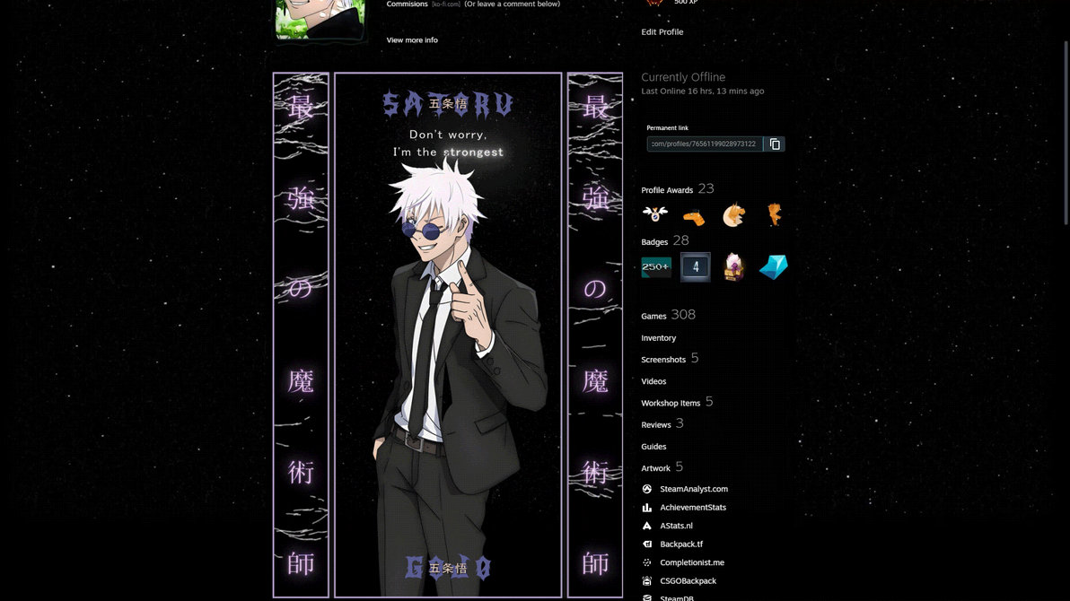Satoru Gojo -Jujutsu Kaisen- Steam Artwork Design by AraRc99 on DeviantArt