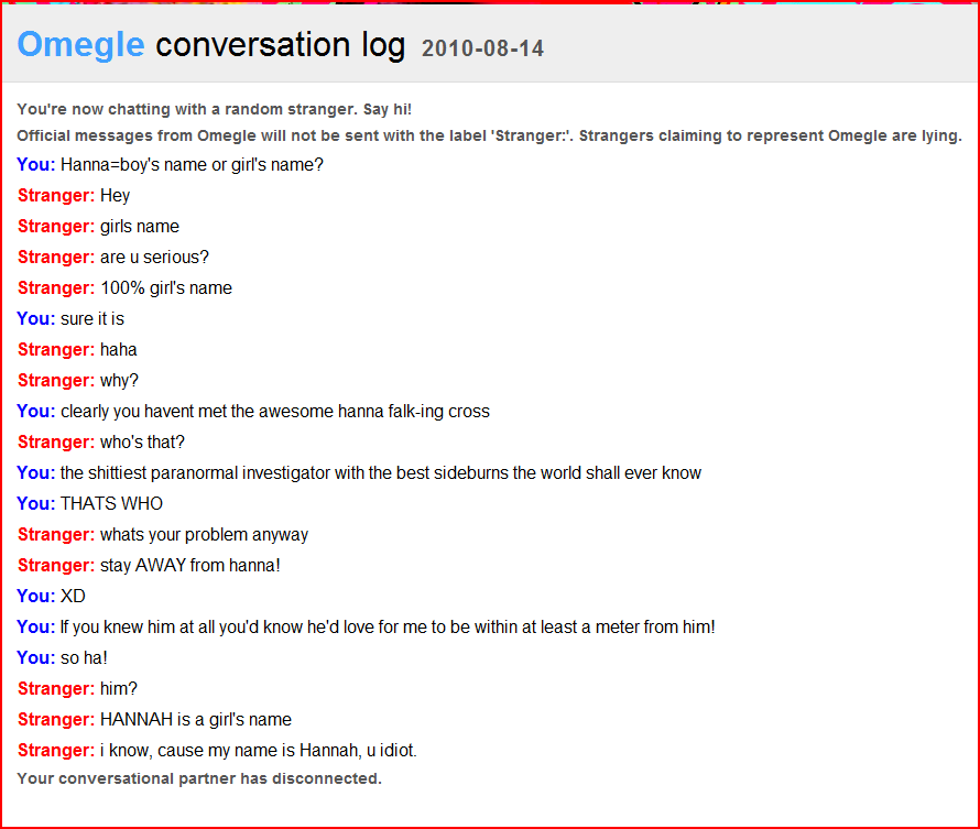 Omegle chat text