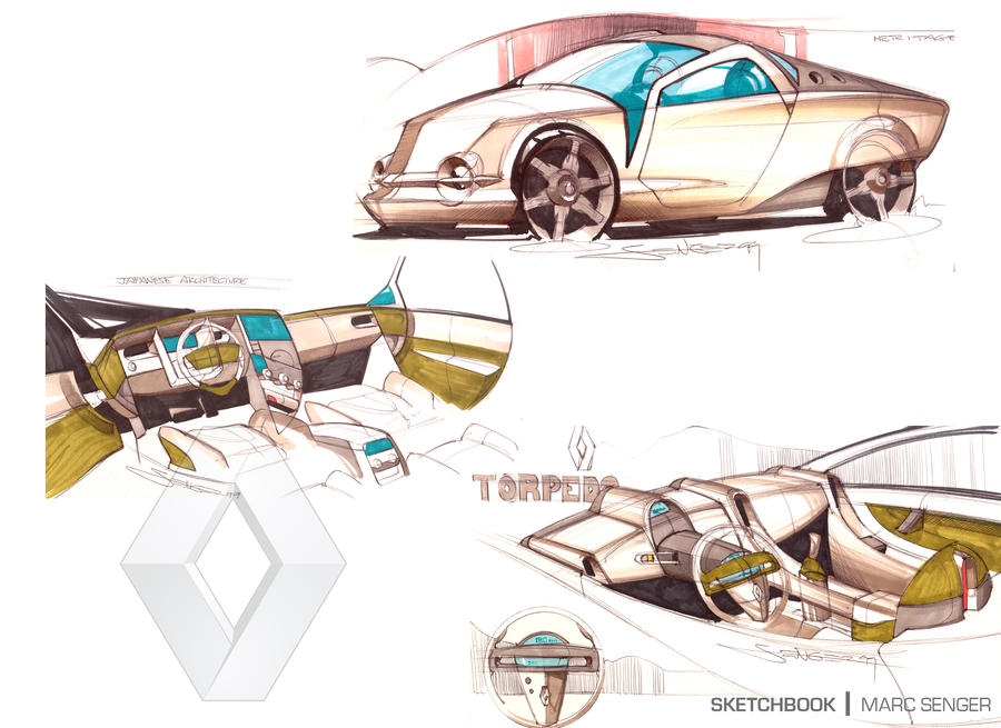 Renault Computer Assisted Design Drawing Renault Sketches From My CCS Days by marcsenger on DeviantArt