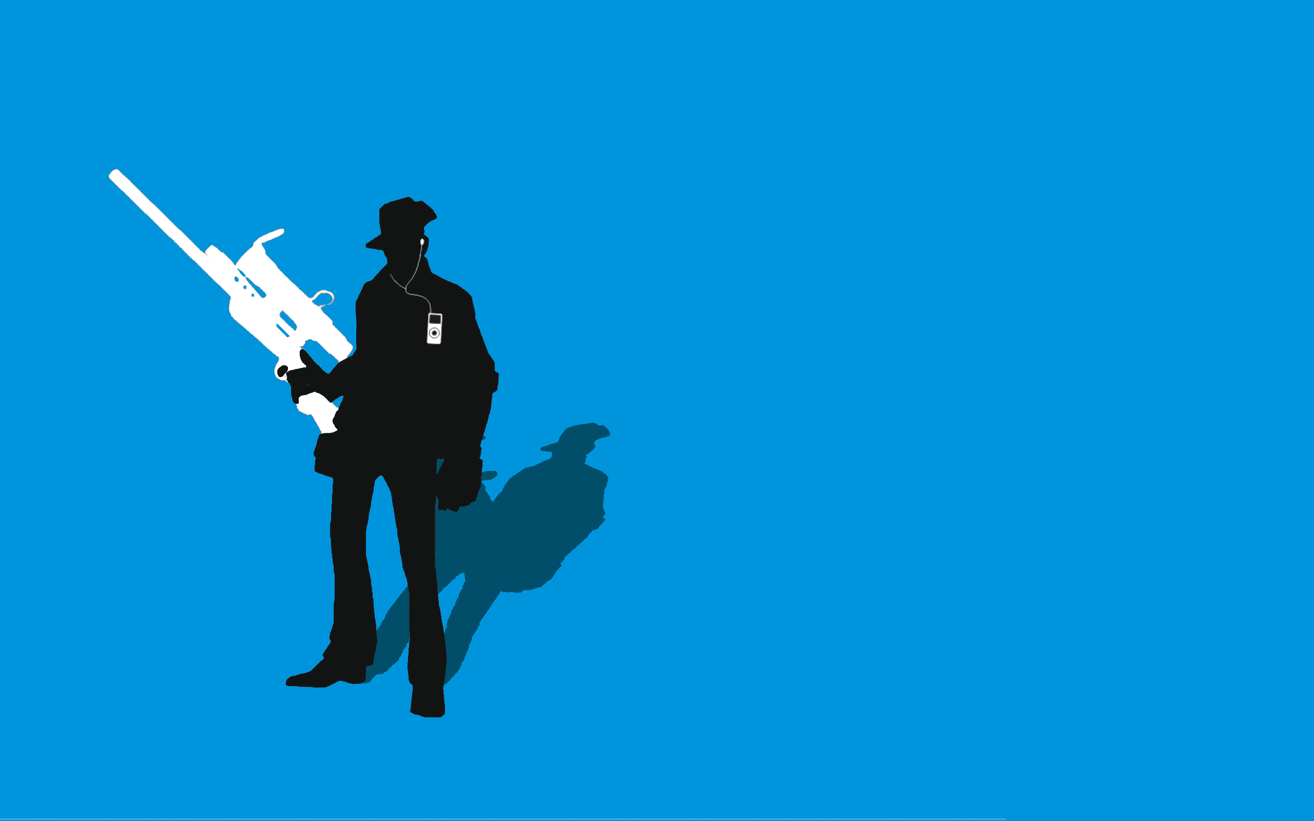 TF2 Blue Sniper Silhouette iPod Earbuds 2560x1600