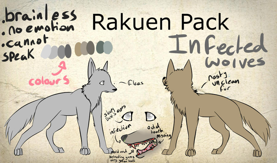 infected wolves ref by B33B on DeviantArt