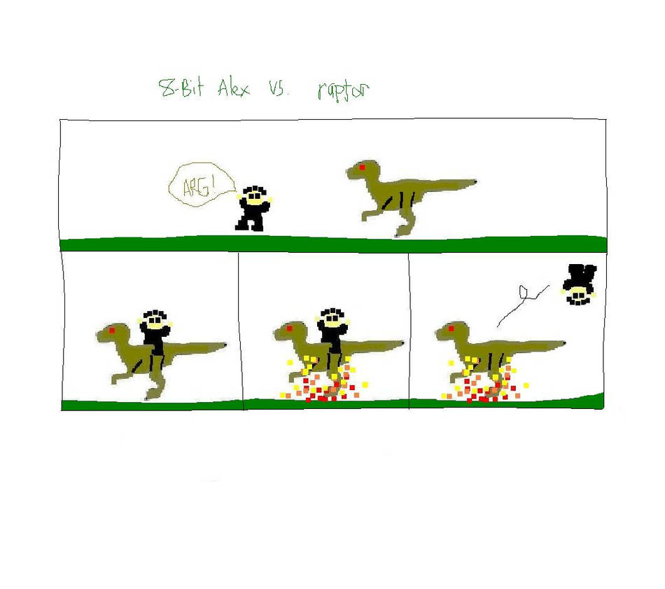 8-bit Alex vs Raptor by poopshoes on DeviantArt