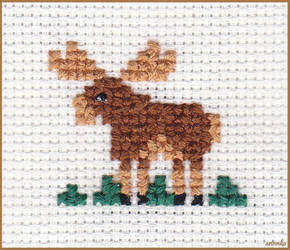 Cross stitch moose