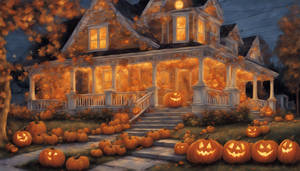 A quaint suburban street aglow with the warm