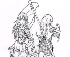 Vindictus Vella and Evie Lineart