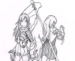 Vindictus Vella and Evie Lineart