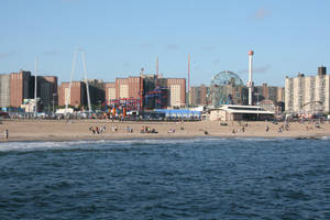 looking back at Coney from the dock