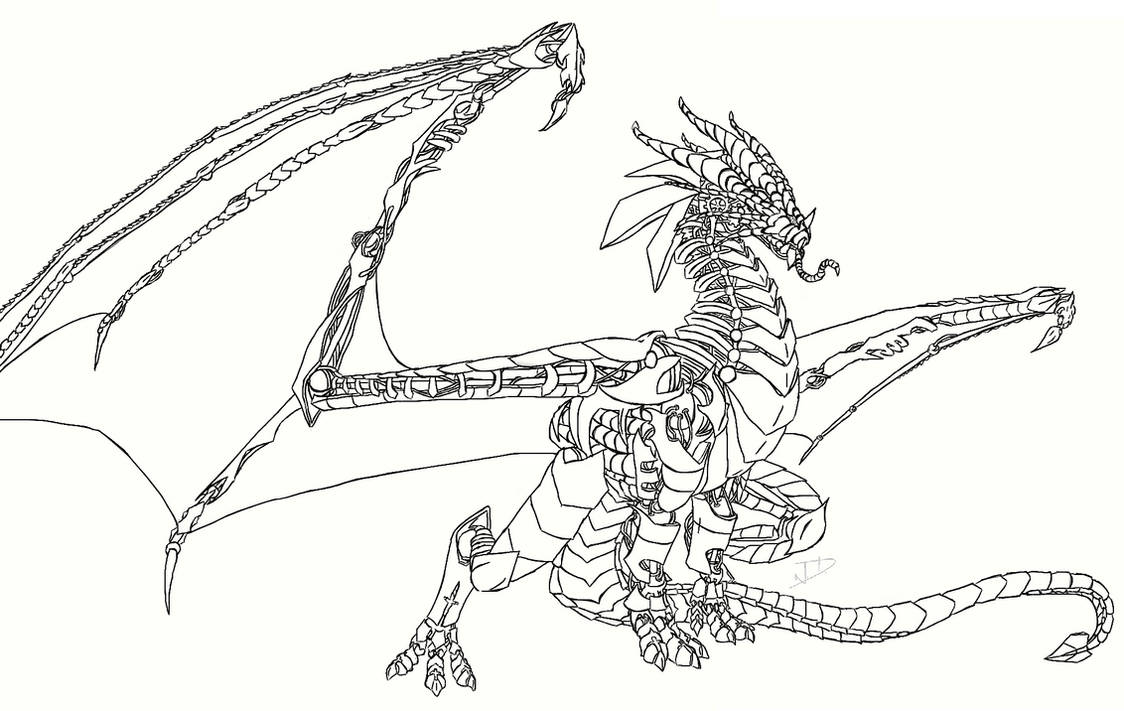 Robotic Dragon (Uncolored) by JenDragonLover on DeviantArt
