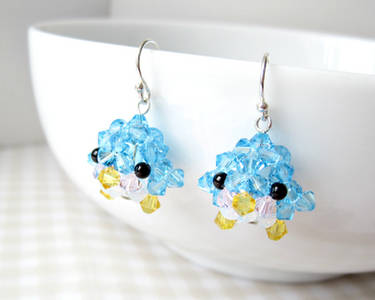 Blushing Blue Penguin Earrings